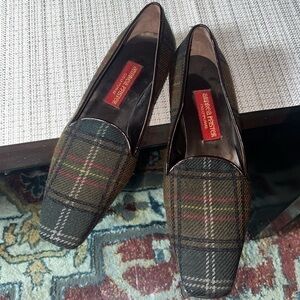 Andrea Pfister   loafers , size10, made in Italy, window plaid, leather soles